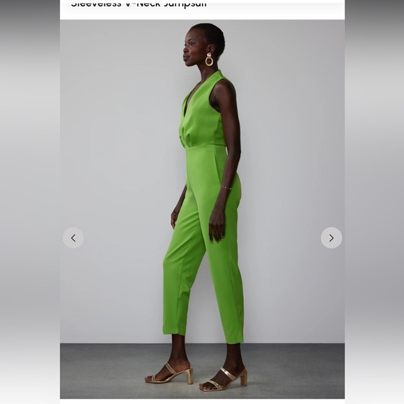 New York and Company Neon Green Capri Jumpsuit - Picture 3 of 13